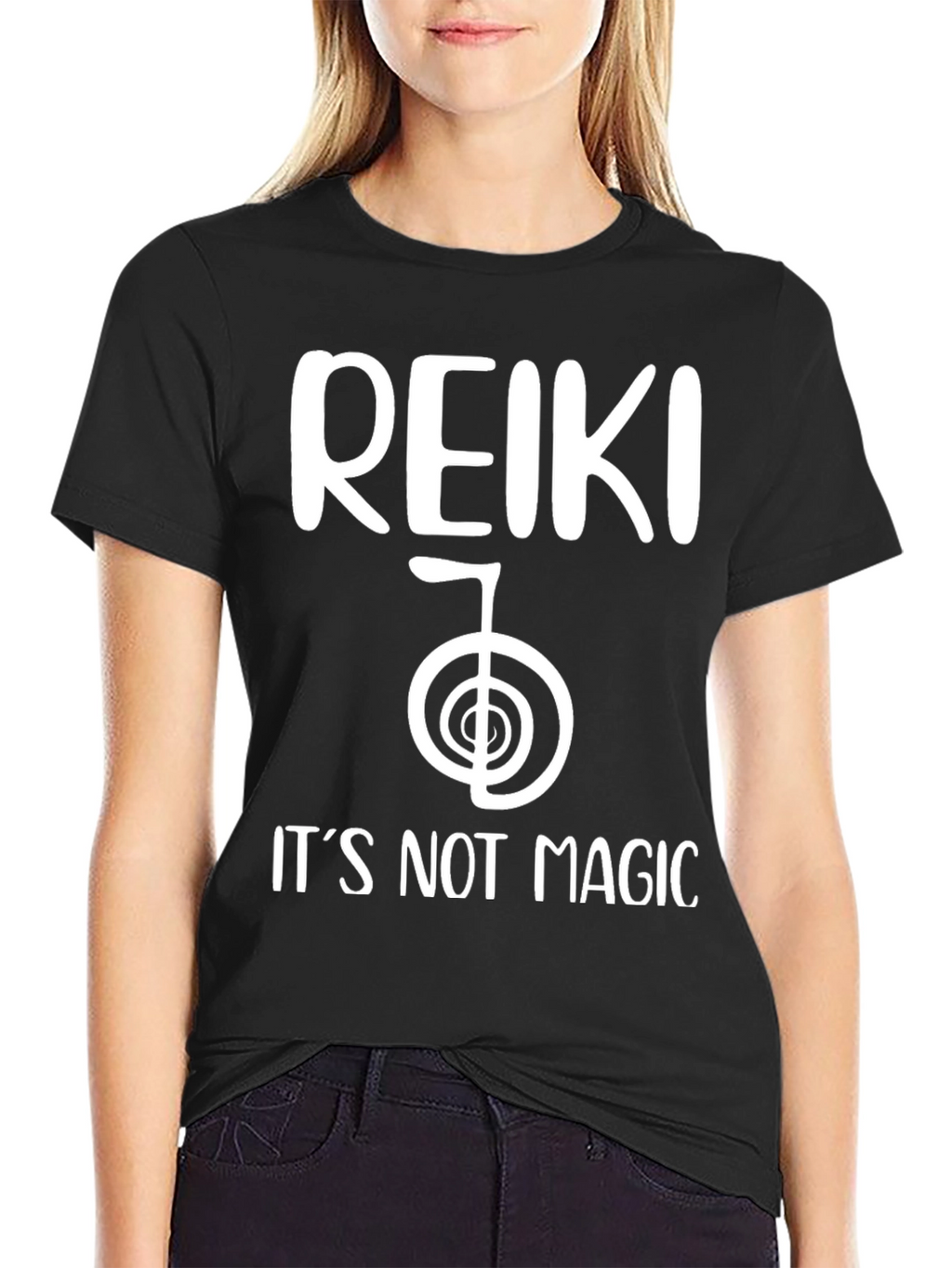 Reiki Its Not Magic Black T-Shirt