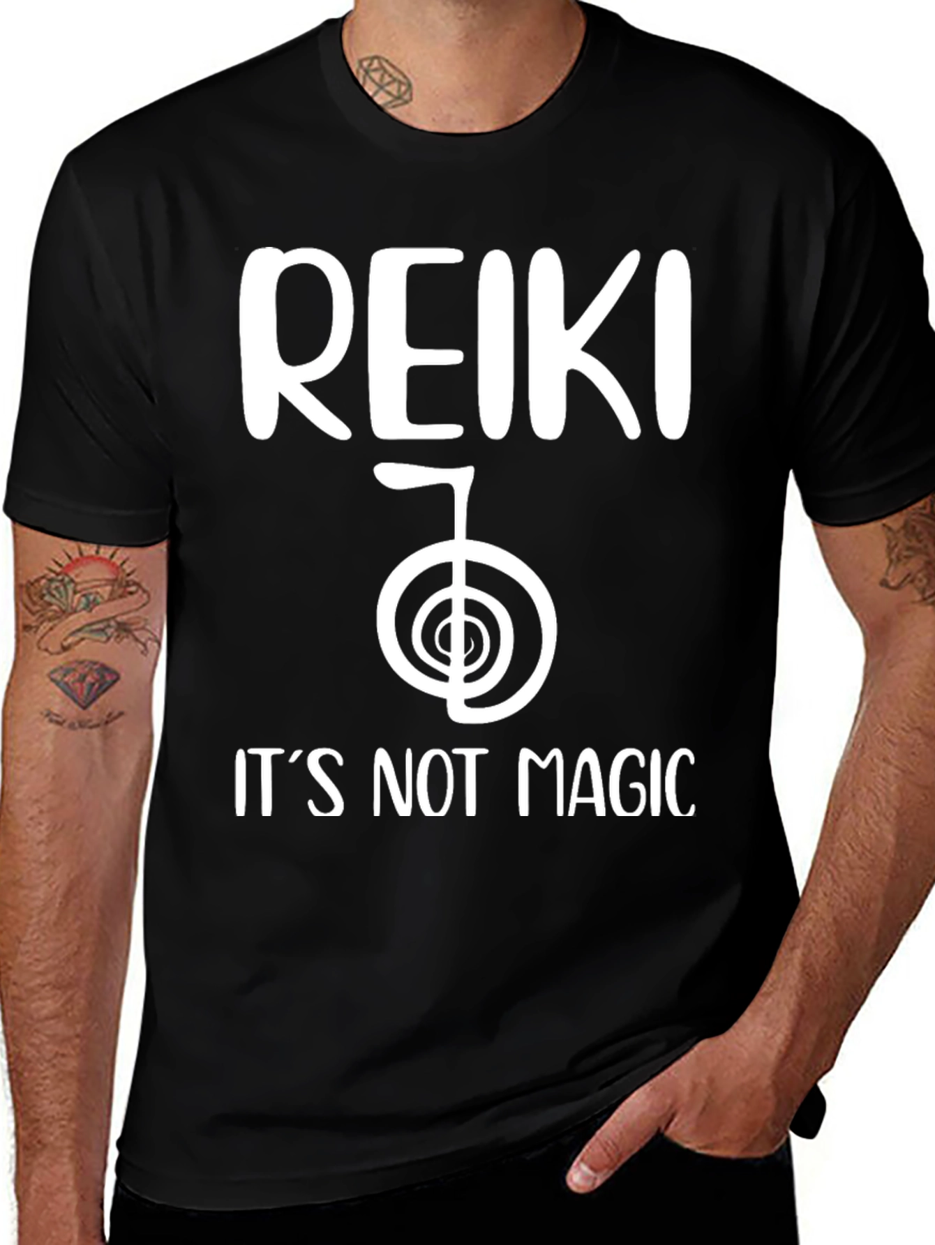 Reiki Its Not Magic Black T-Shirt