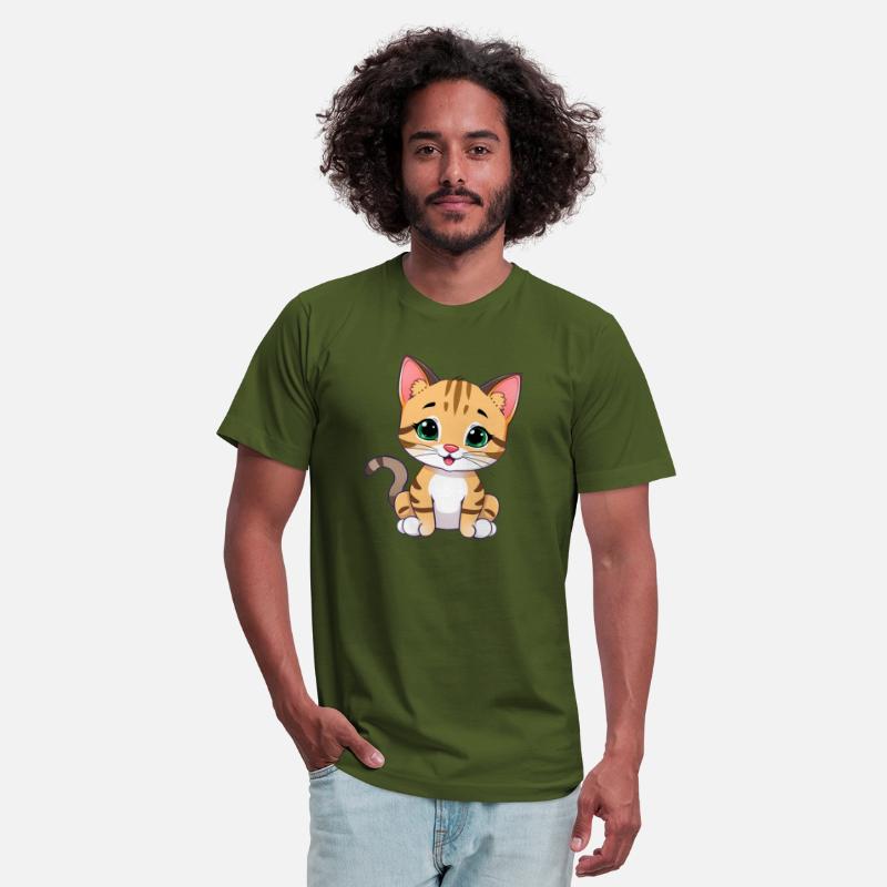Adorable Cartoon Cat with Green Eyes