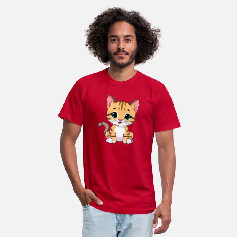 Adorable Cartoon Cat with Green Eyes