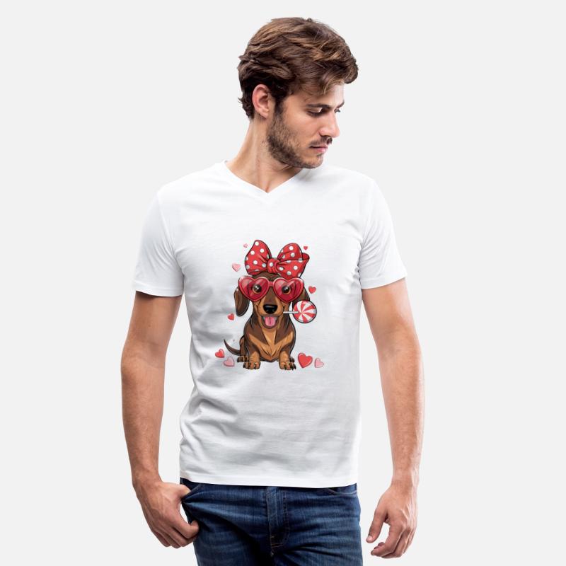 Adorable Dachshund In Heart Glasses And Polka Dot