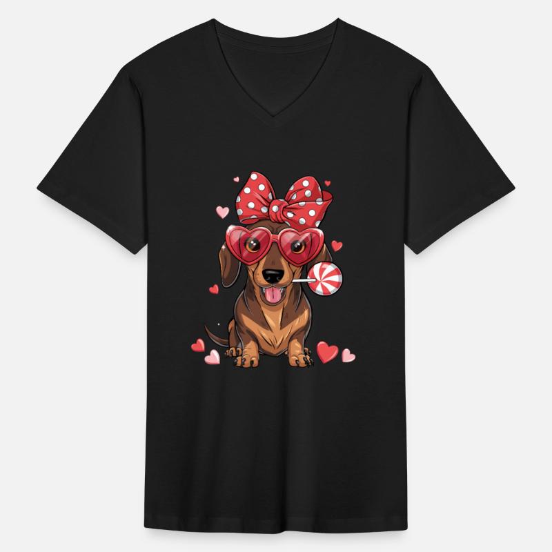 Adorable Dachshund In Heart Glasses And Polka Dot