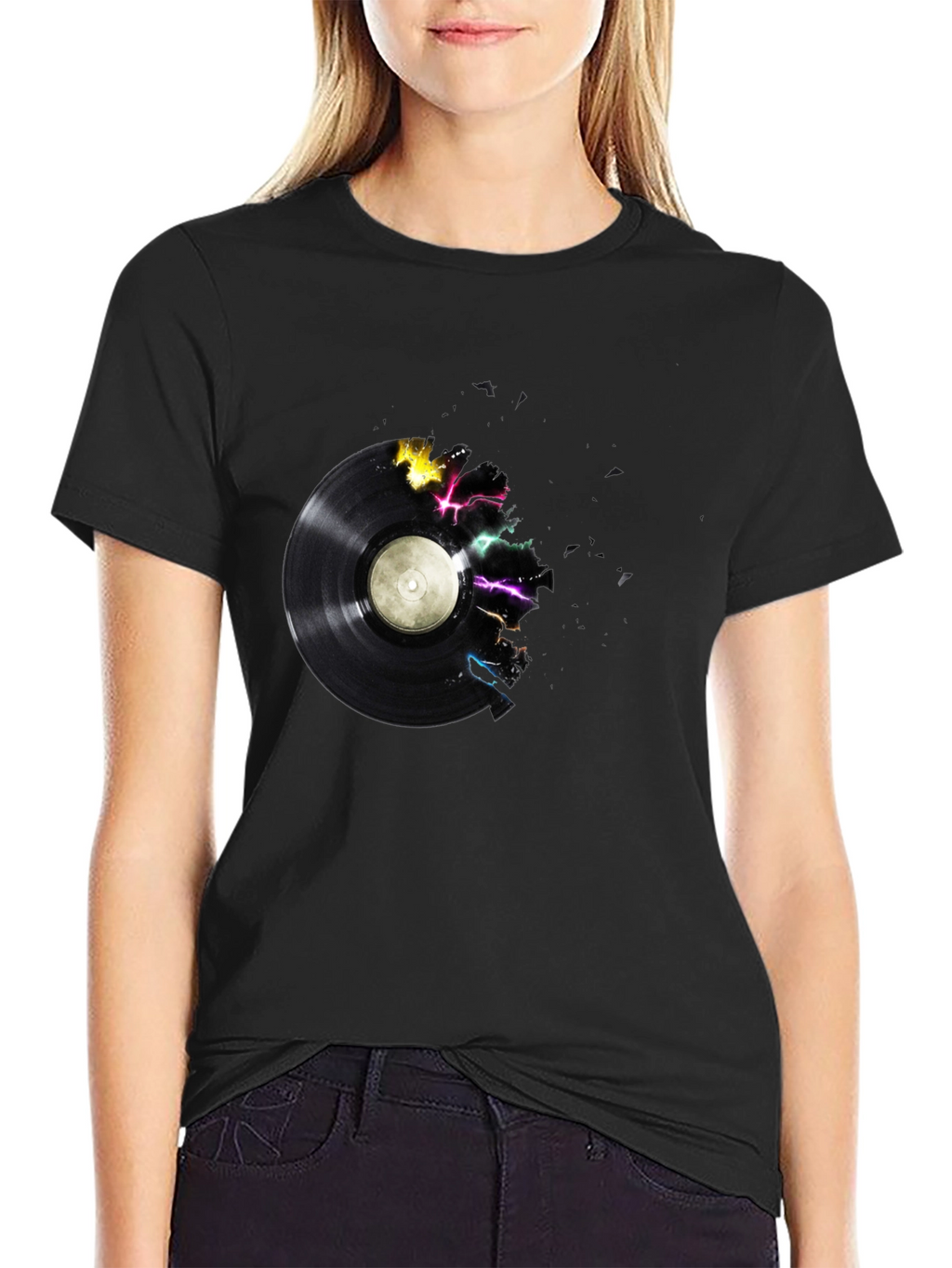 Vinyl Record Graphic Tee - Black