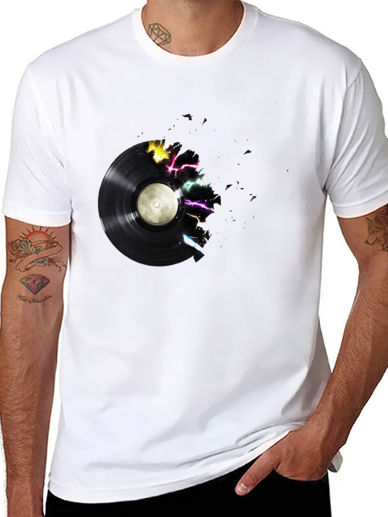 Vinyl Record Graphic Tee - Black