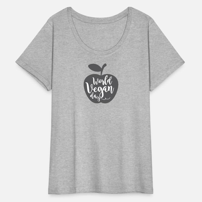 Apple with the inscription world vegan day.