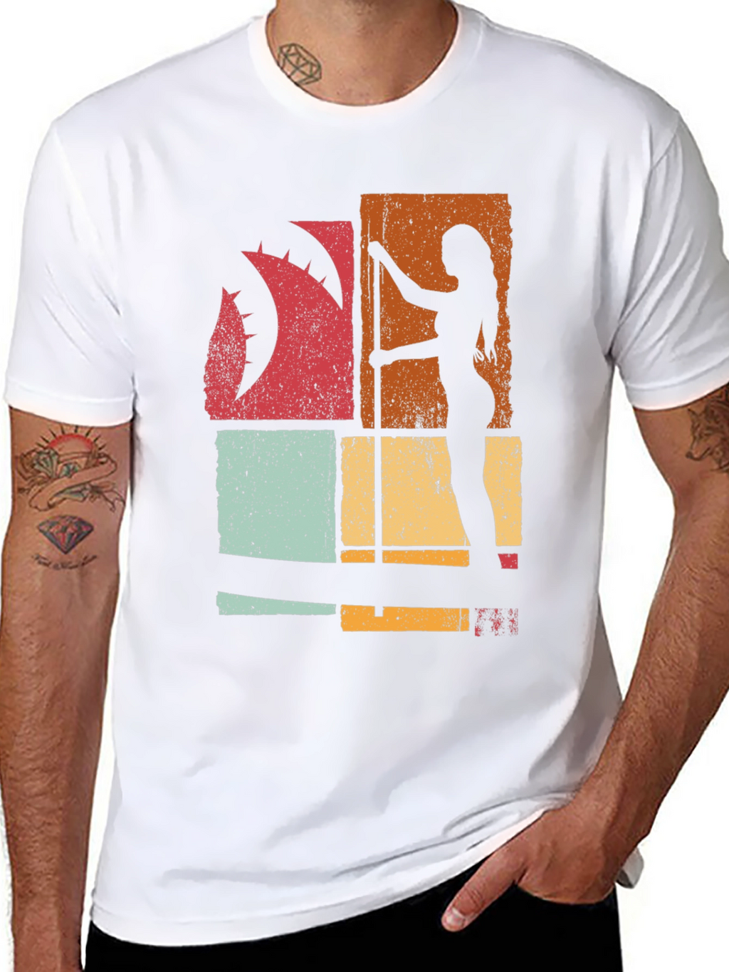 Retro Pole Dance Silhouette Graphic T-Shirt
