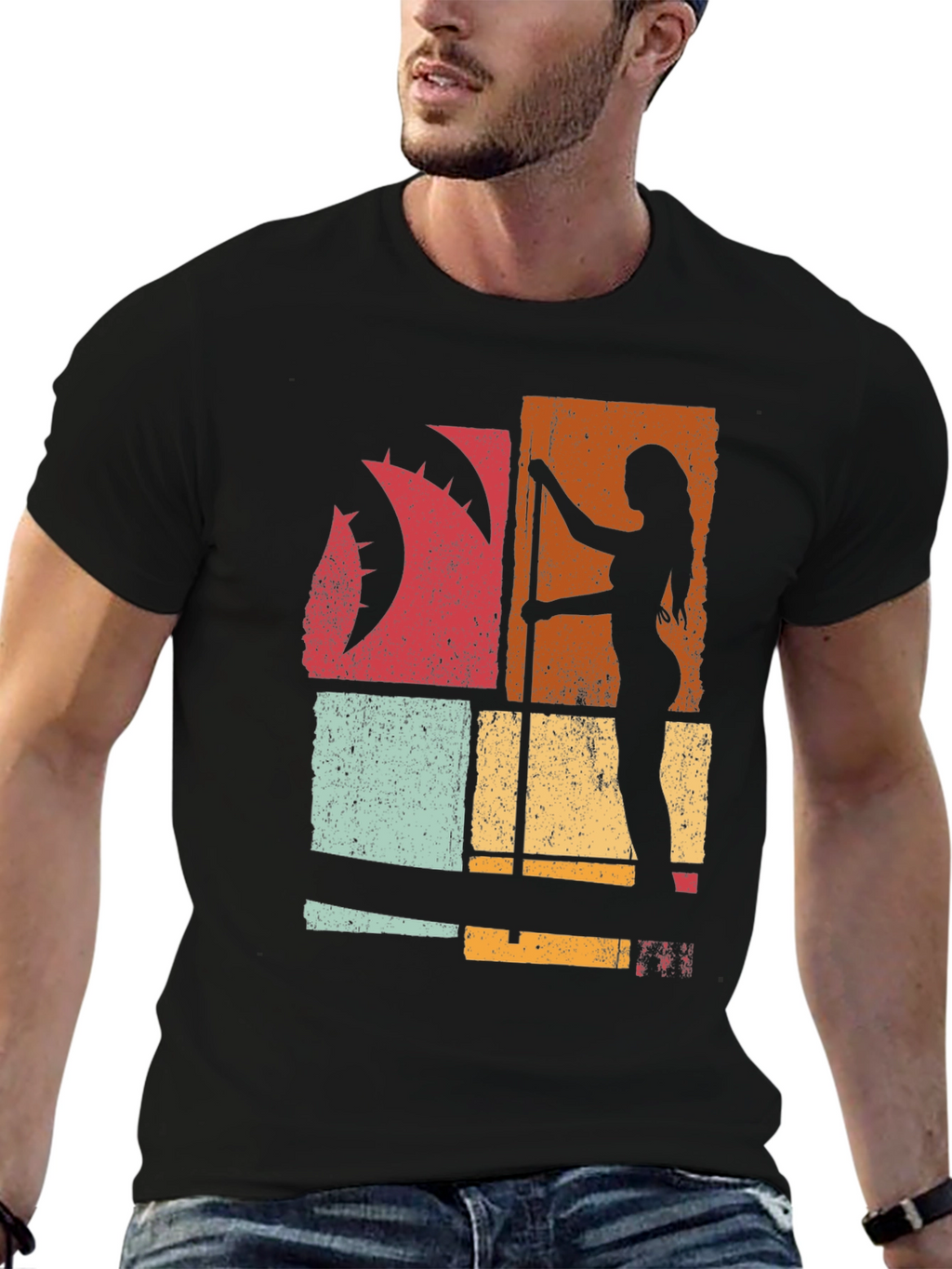 Retro Pole Dance Silhouette Graphic T-Shirt