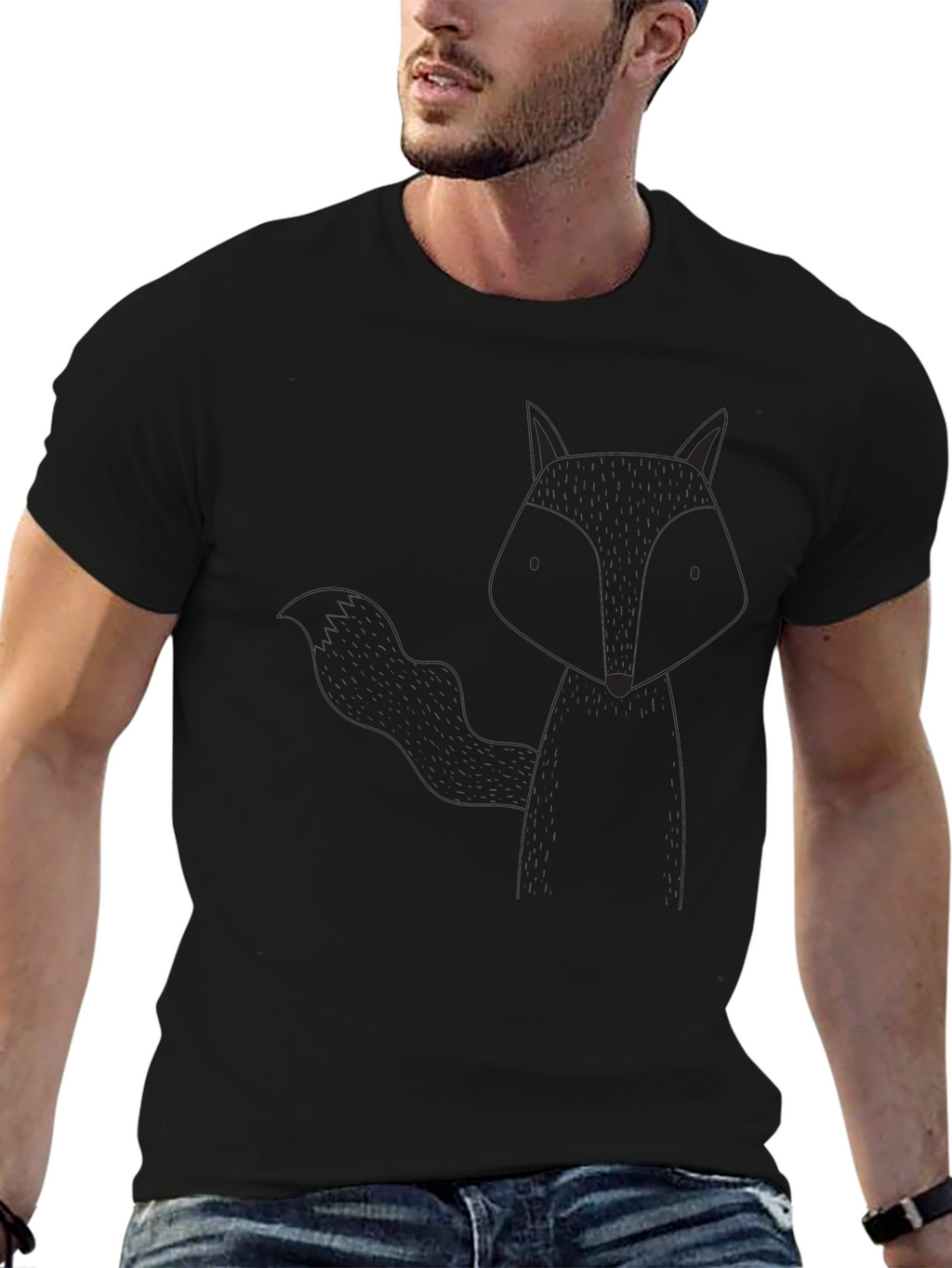 Fox Graphic Tee - Soft Black Cotton T-Shirt