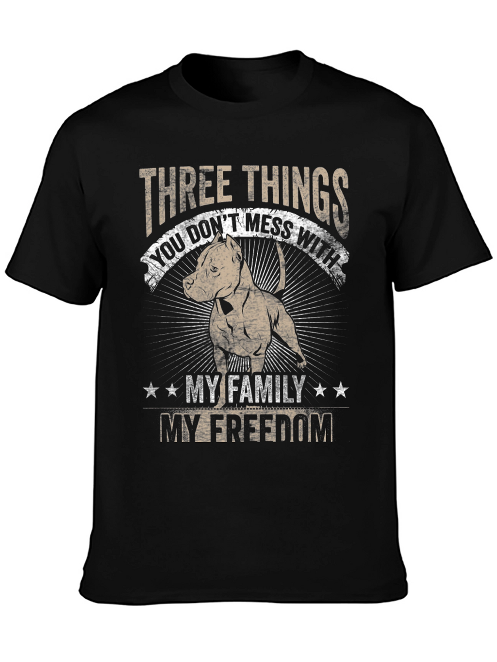 Three Things Pitbull Graphic T-Shirt
