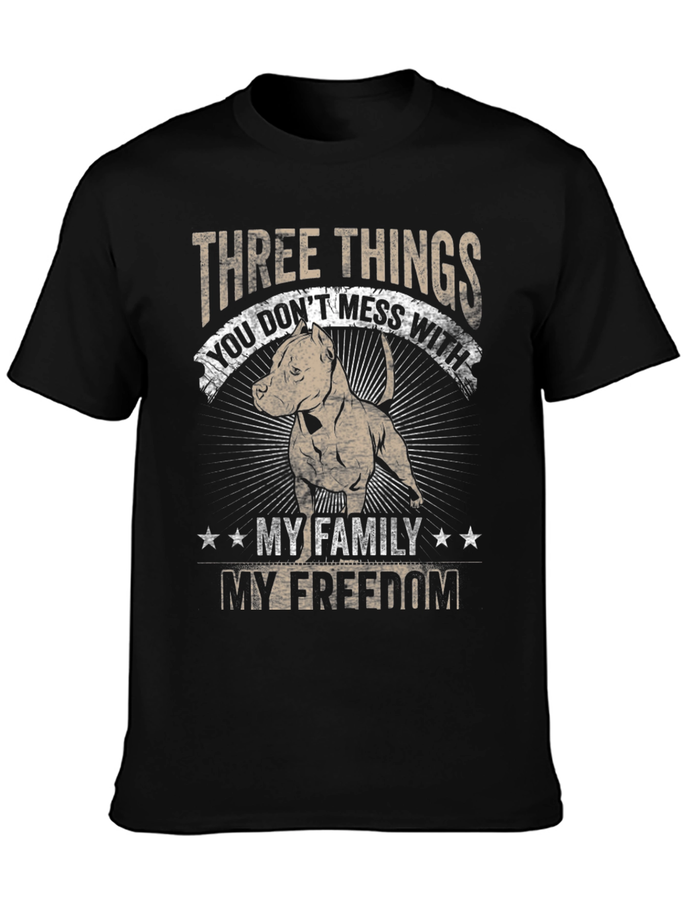 Three Things Pitbull Graphic T-Shirt