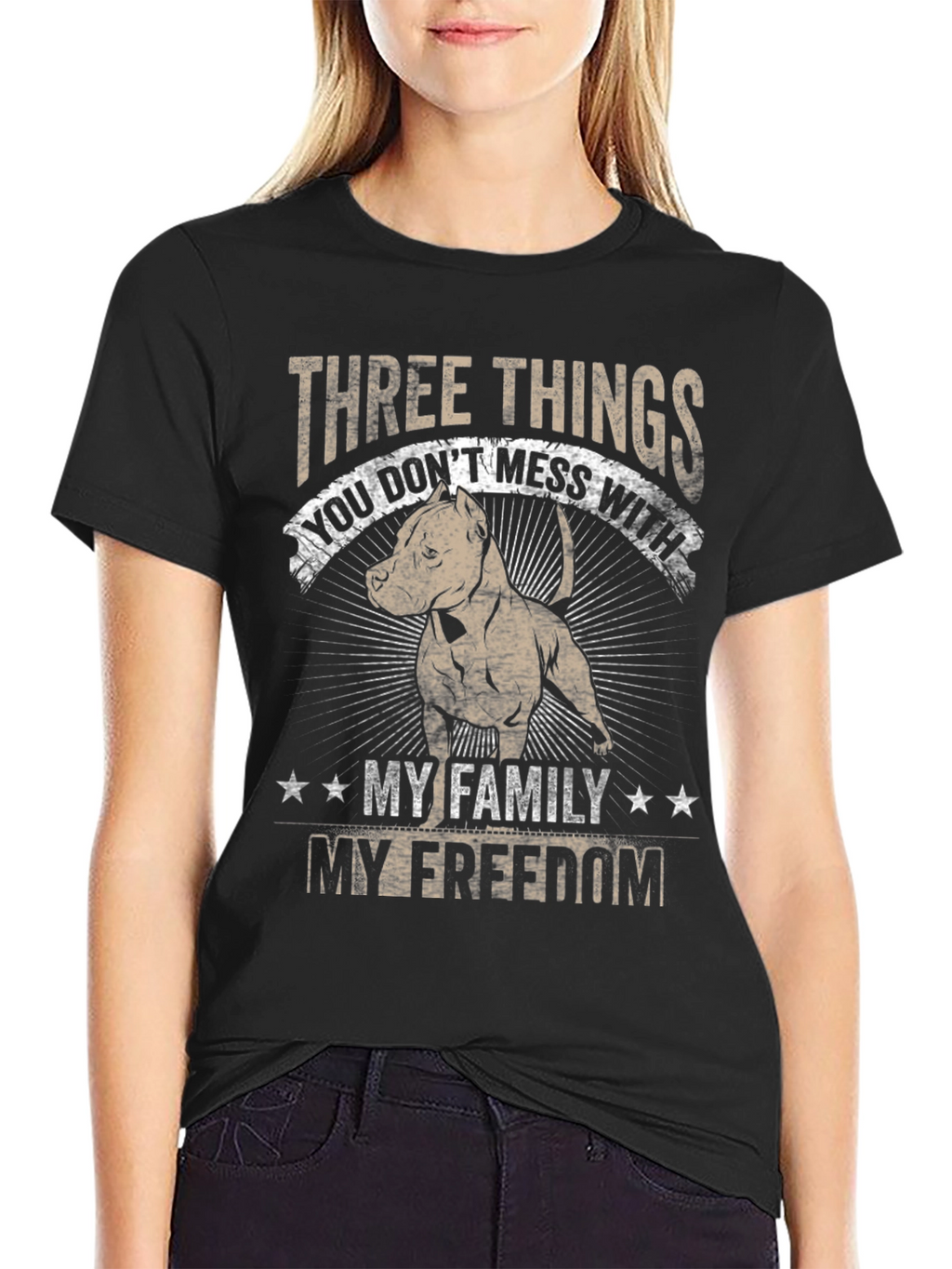 Three Things Pitbull Graphic T-Shirt