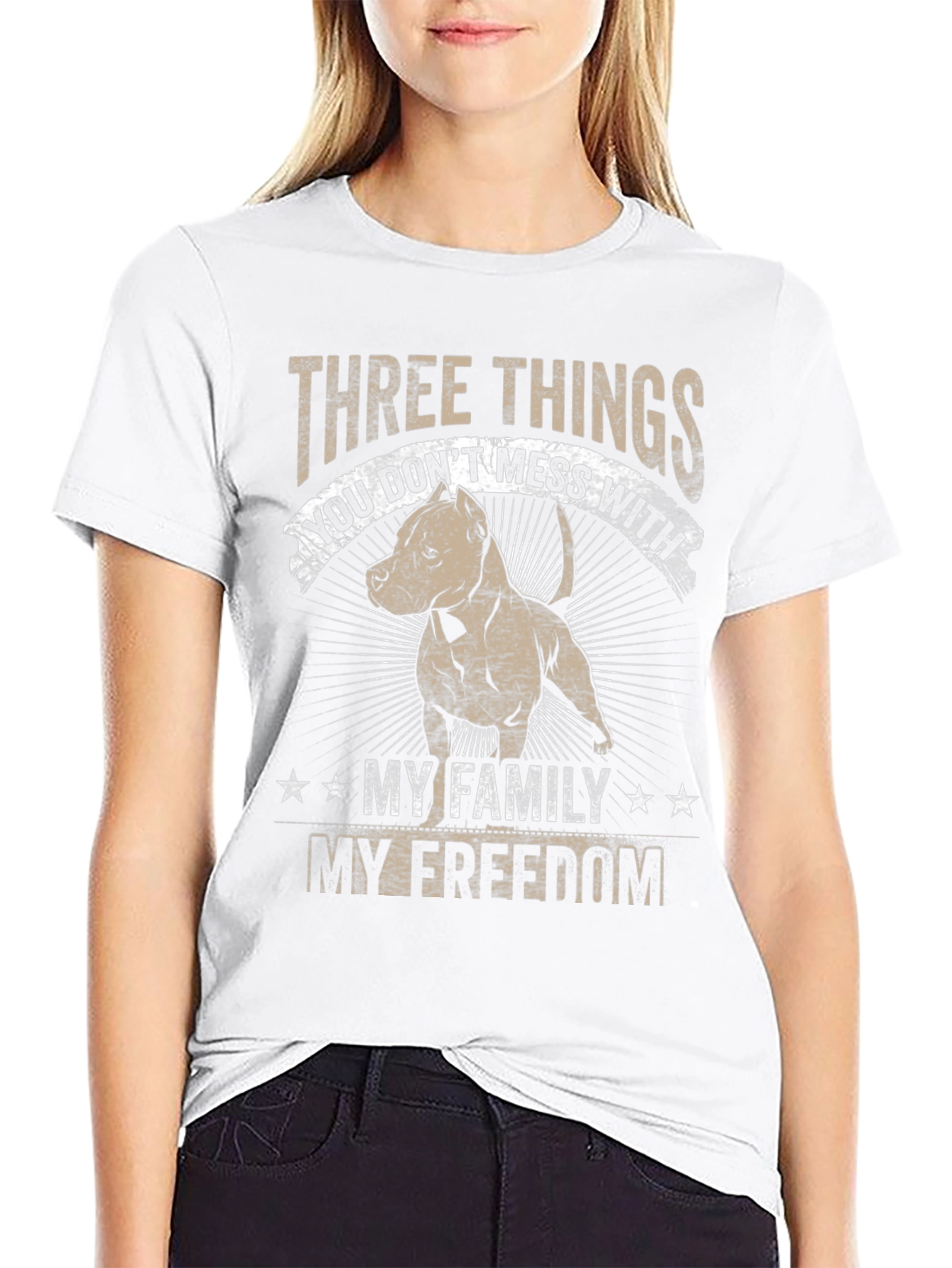 Three Things Pitbull Graphic T-Shirt