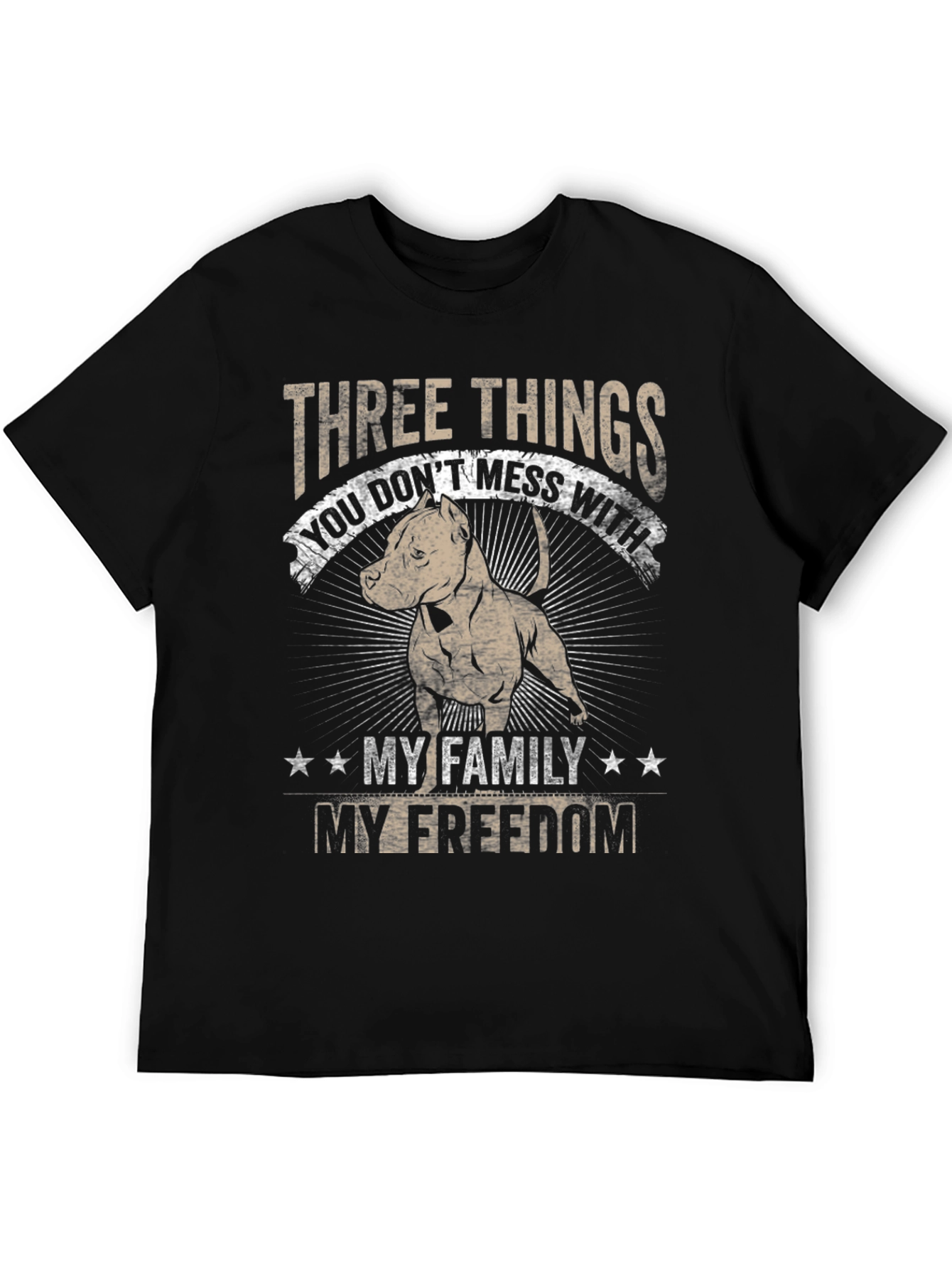 Three Things Pitbull Graphic T-Shirt