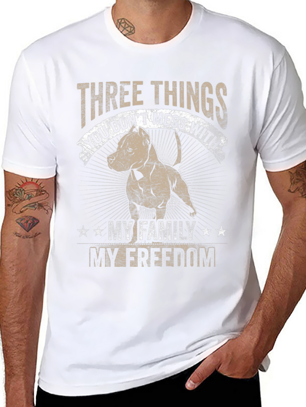 Three Things Pitbull Graphic T-Shirt