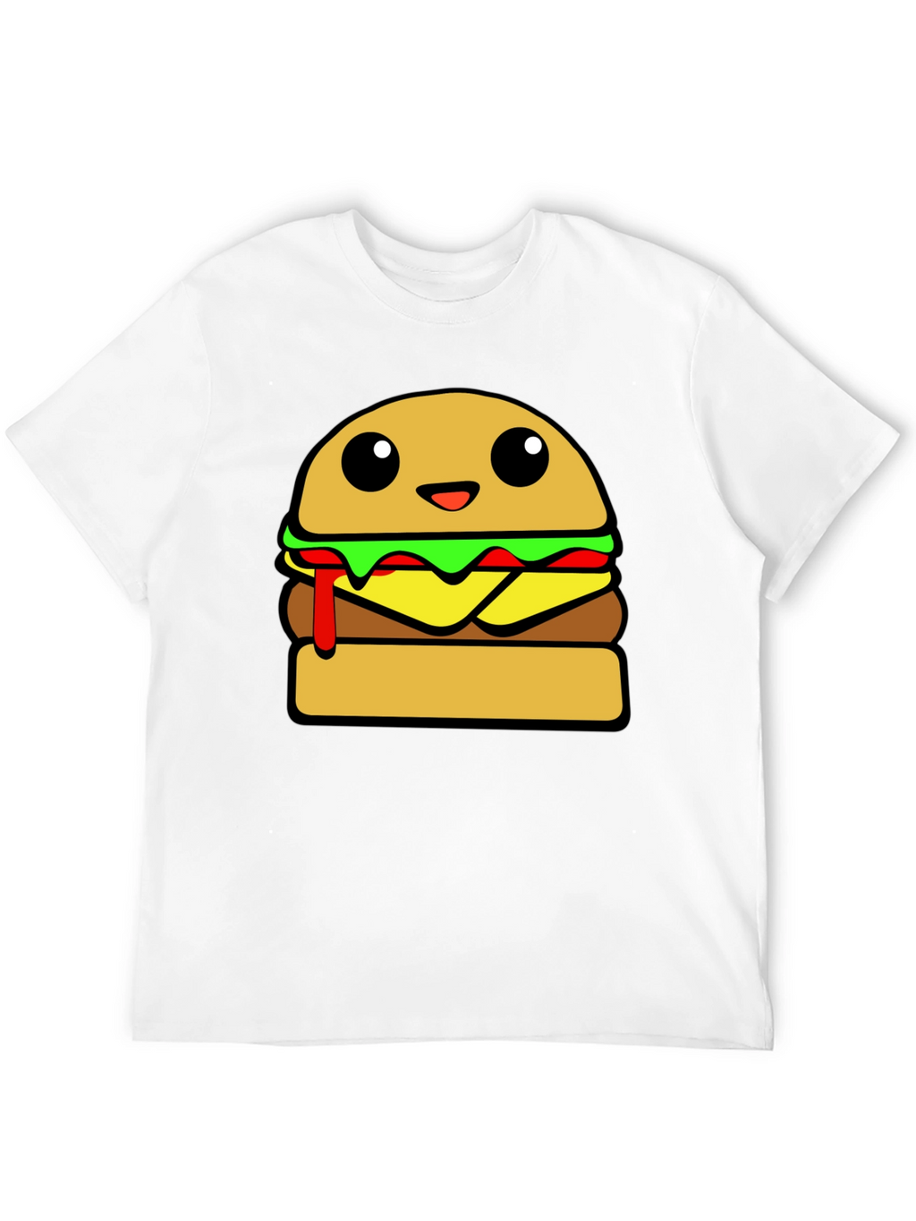 Cartoon Burger Graphic Tee - Unisex Casual T-Shirt