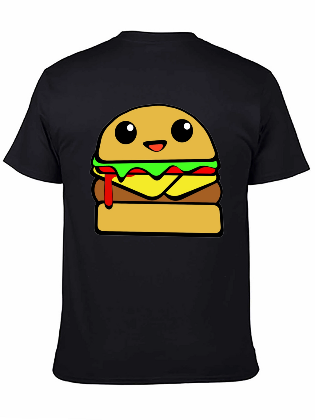 Cartoon Burger Graphic Tee - Unisex Casual T-Shirt