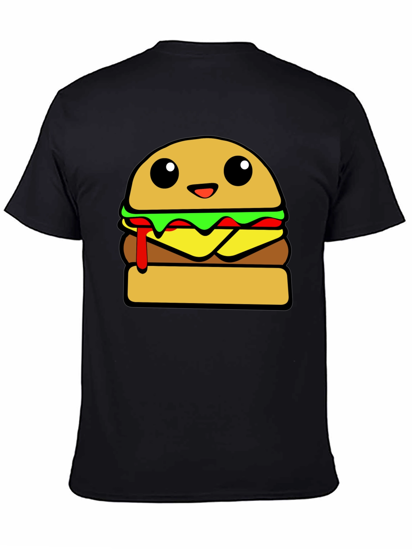 Cartoon Burger Graphic Tee - Unisex Casual T-Shirt