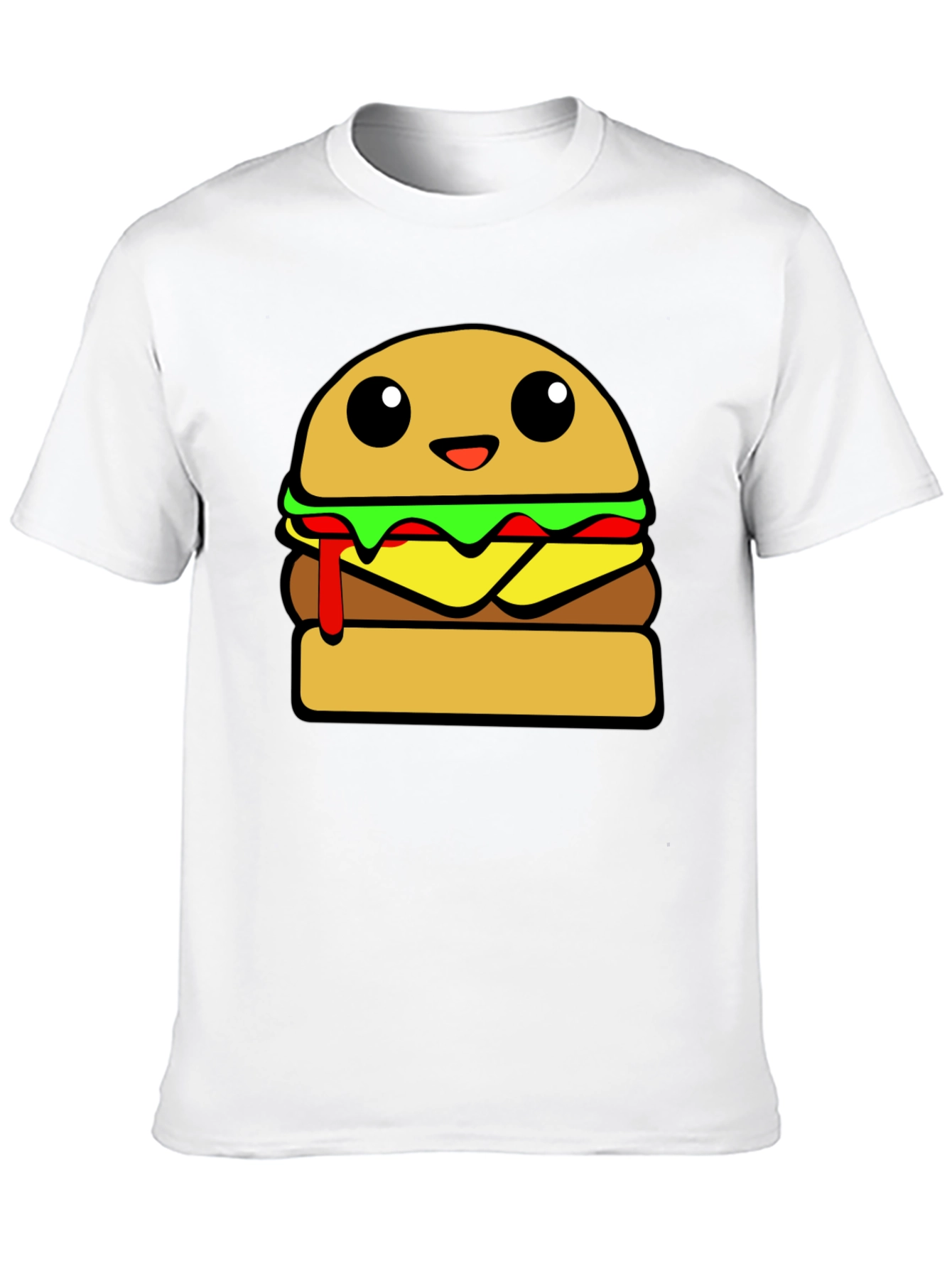 Cartoon Burger Graphic Tee - Unisex Casual T-Shirt