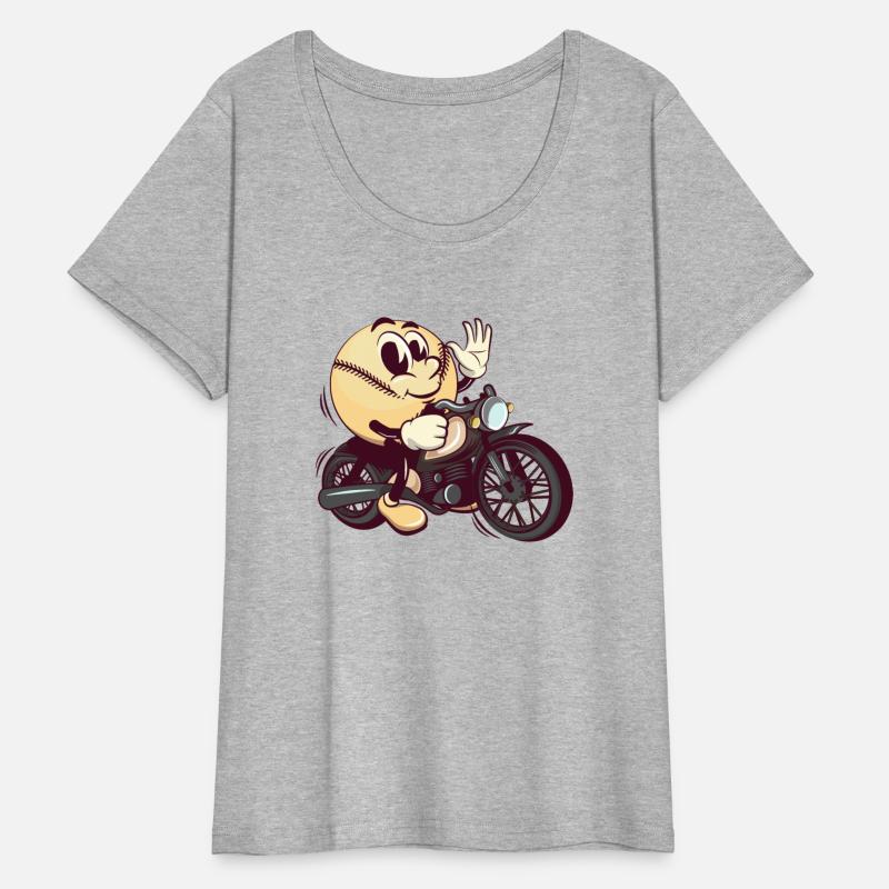 baseball cartoon riding a big motorcycle