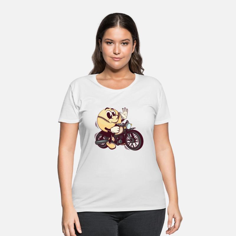 baseball cartoon riding a big motorcycle