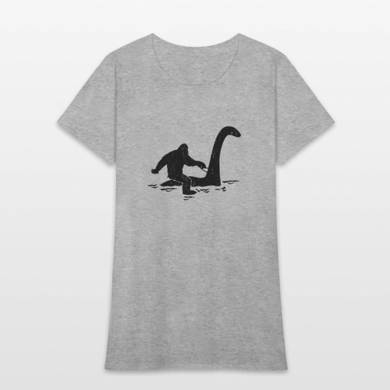 Bigfoot Riding Loch Ness Monster Funny Folklore