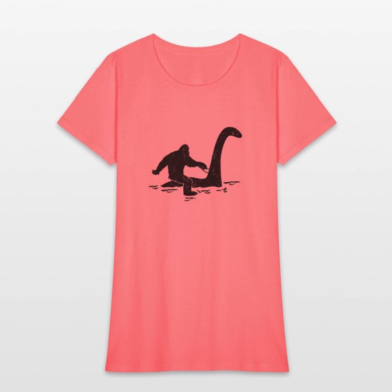 Bigfoot Riding Loch Ness Monster Funny Folklore