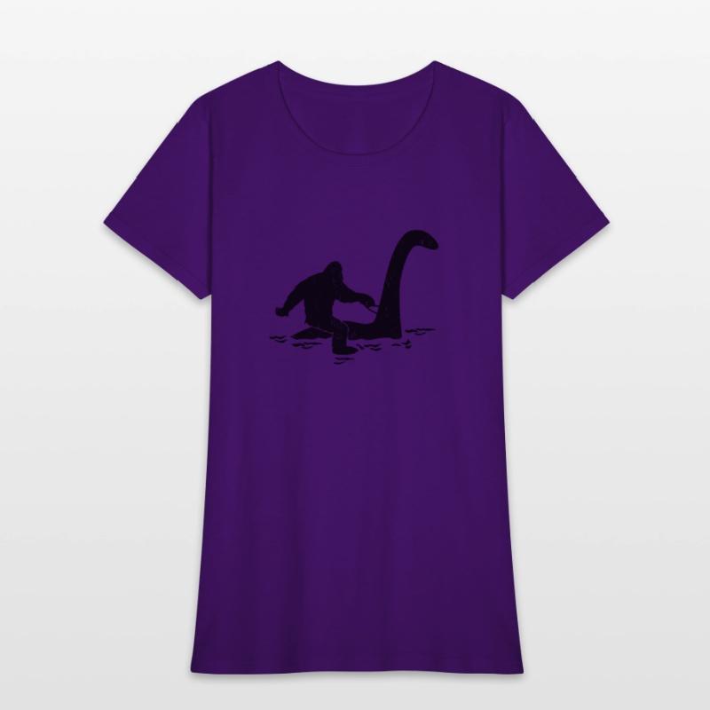 Bigfoot Riding Loch Ness Monster Funny Folklore