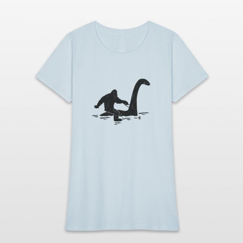 Bigfoot Riding Loch Ness Monster Funny Folklore