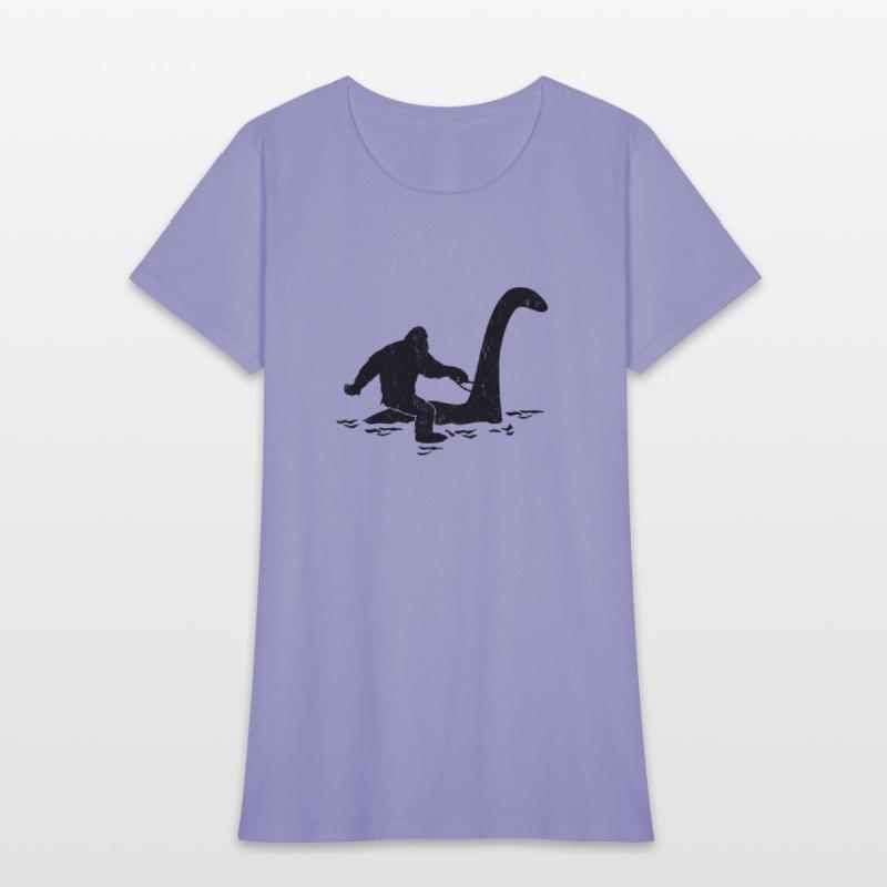 Bigfoot Riding Loch Ness Monster Funny Folklore