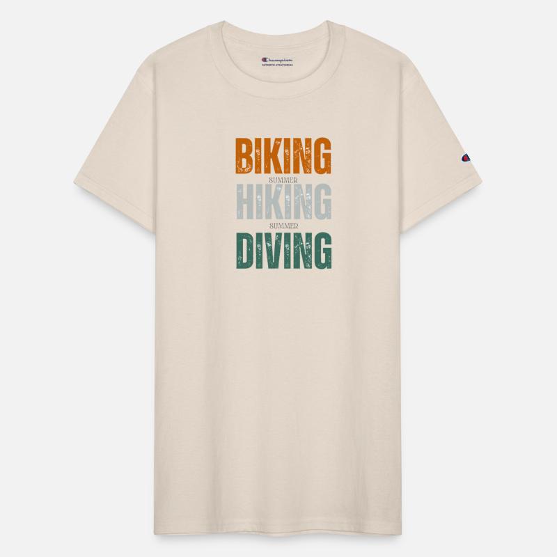 biking hiking diving retro