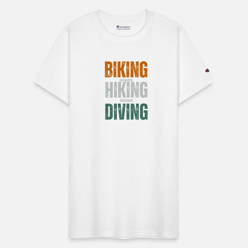 biking hiking diving retro