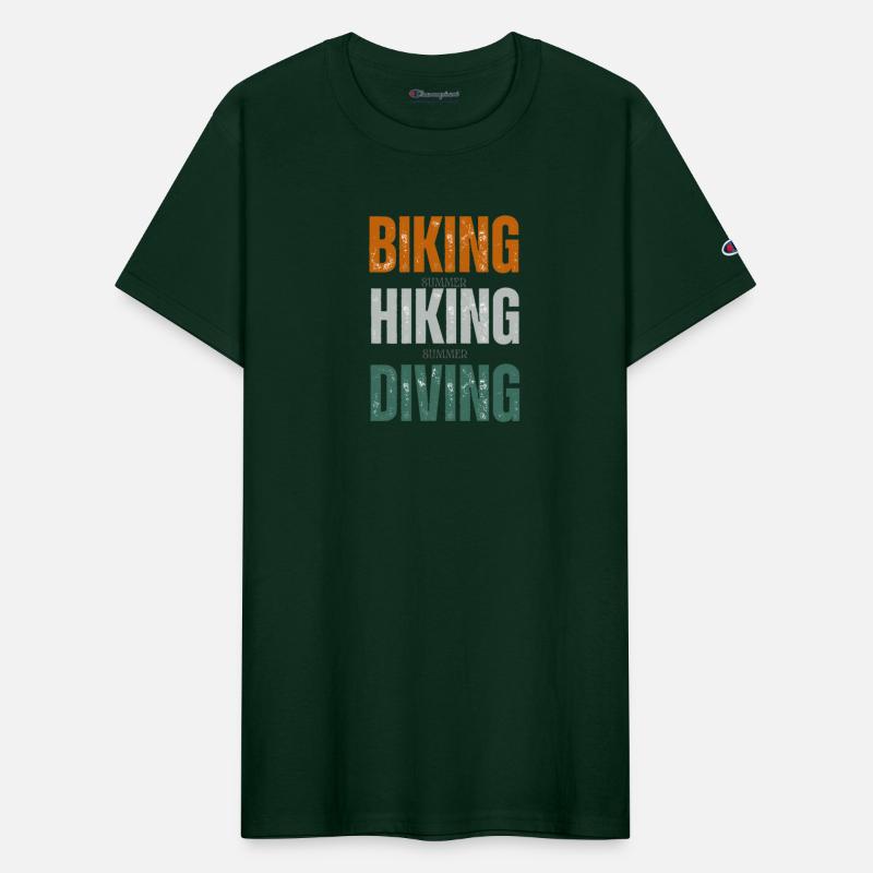 biking hiking diving retro