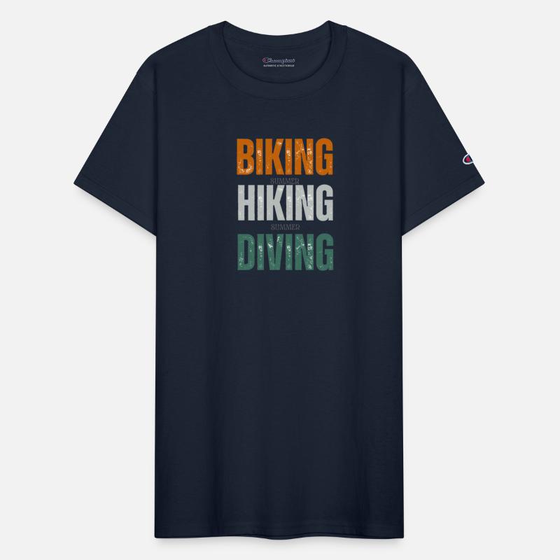 biking hiking diving retro