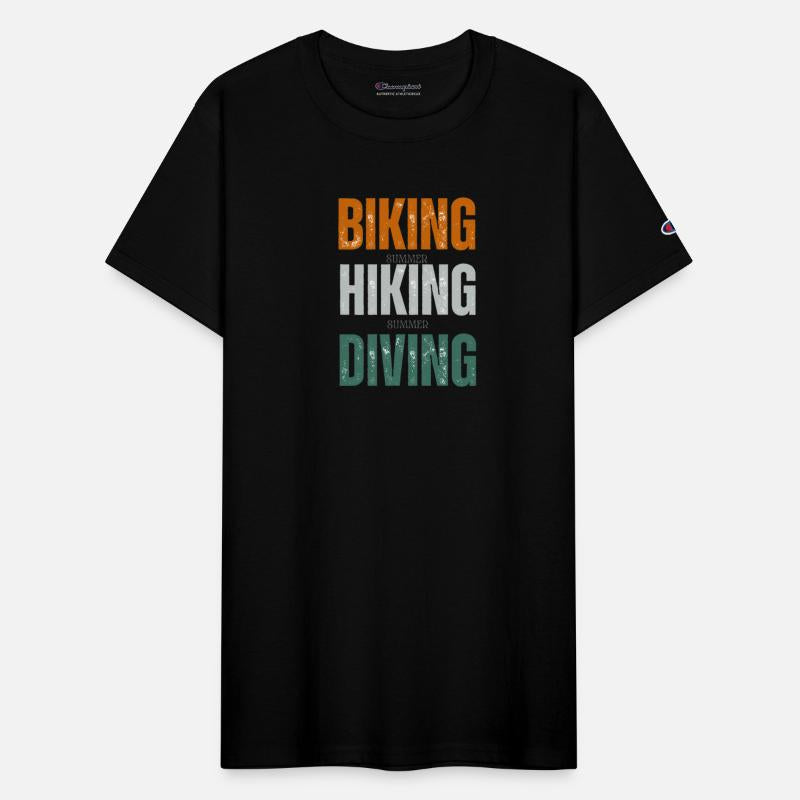 biking hiking diving retro