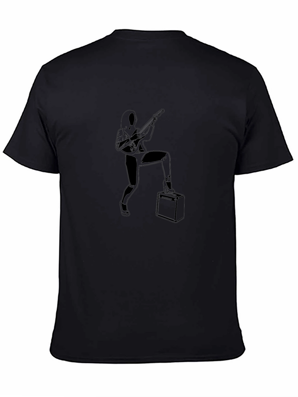 Rock On! Black T-Shirt with Guitarist Graphic