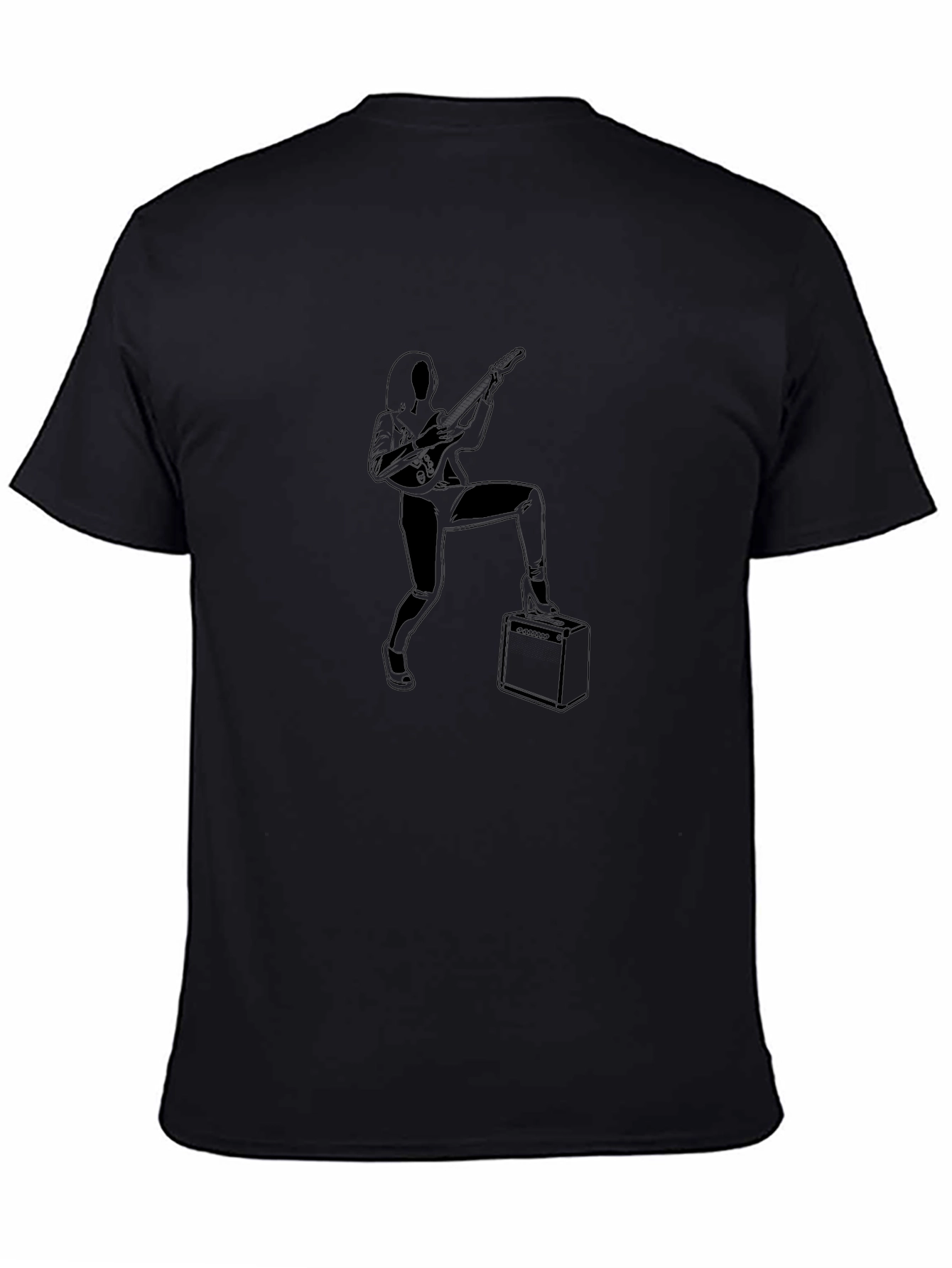 Rock On! Black T-Shirt with Guitarist Graphic