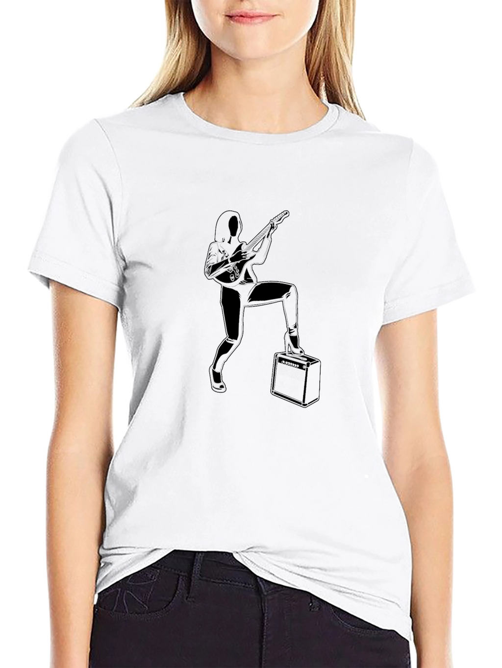Rock On! Black T-Shirt with Guitarist Graphic