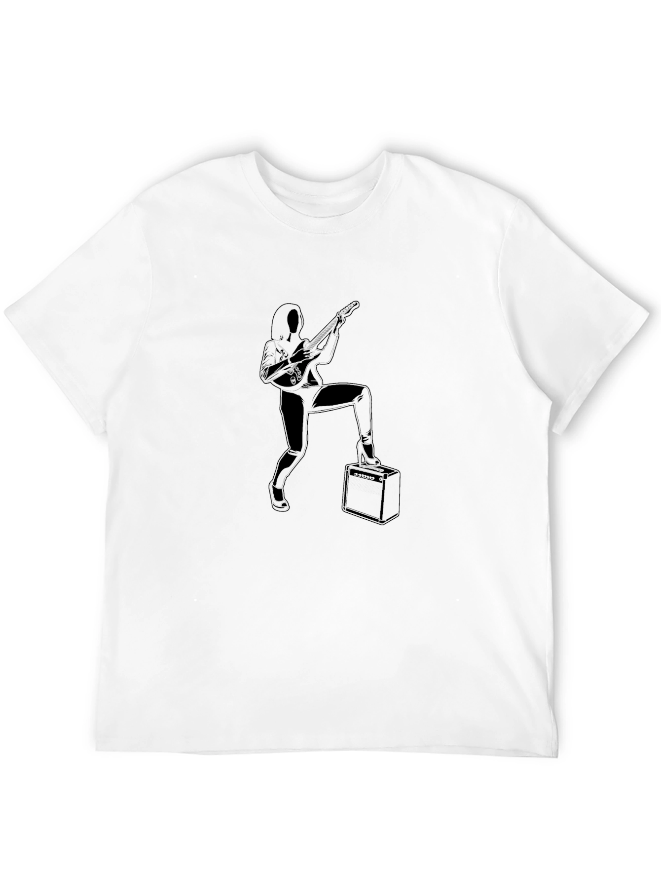 Rock On! Black T-Shirt with Guitarist Graphic