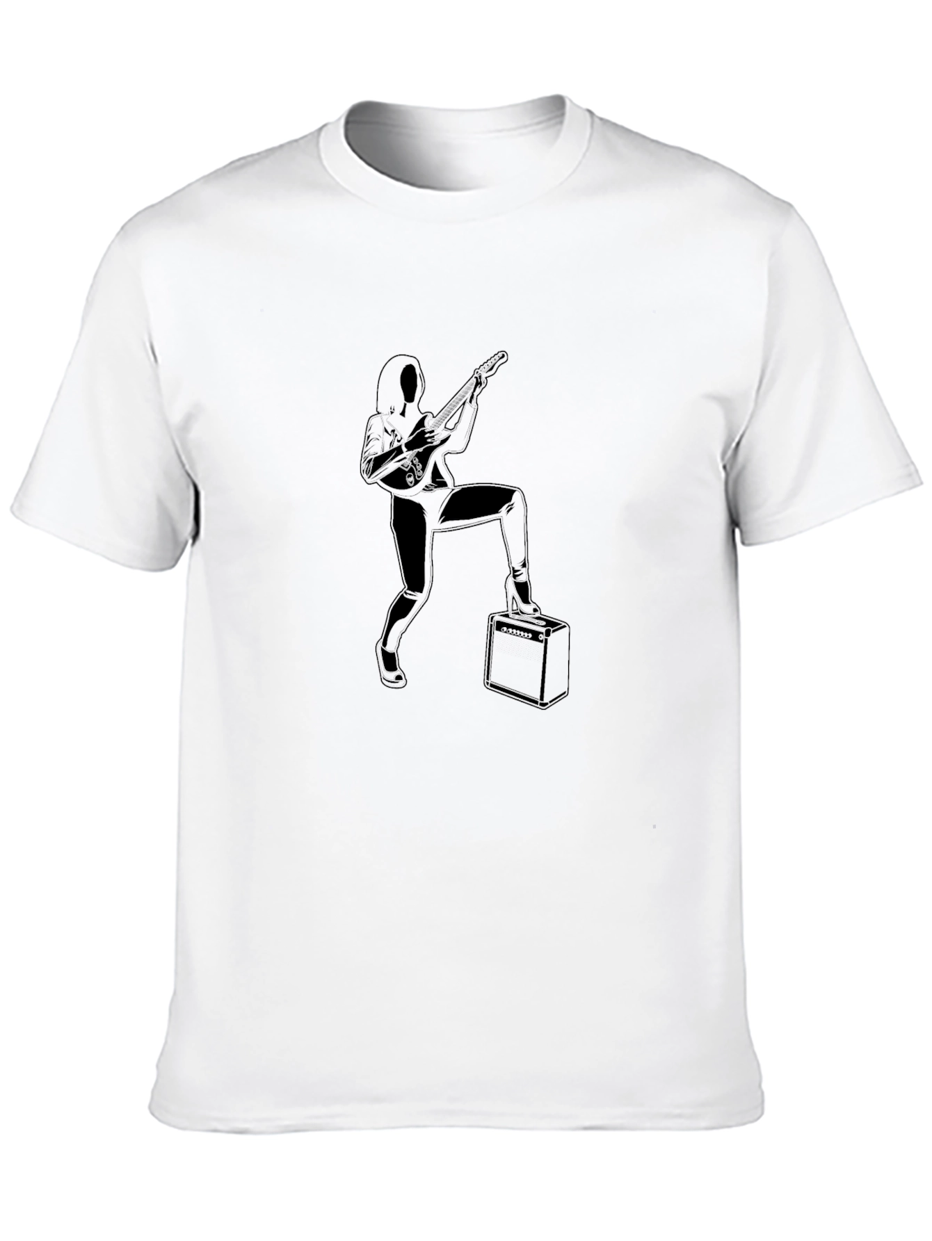 Rock On! Black T-Shirt with Guitarist Graphic