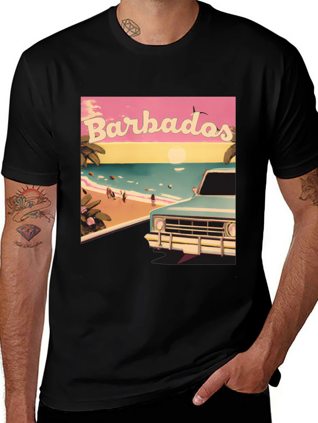 Barbados Beach Retro Graphic Tee