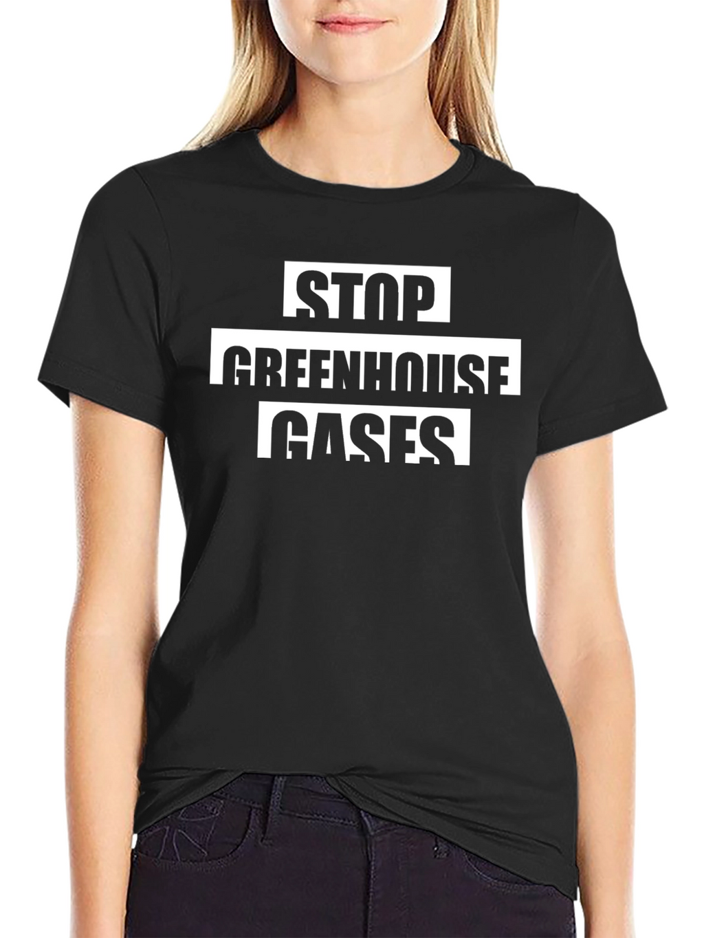 Stop Greenhouse Gases Black T-Shirt