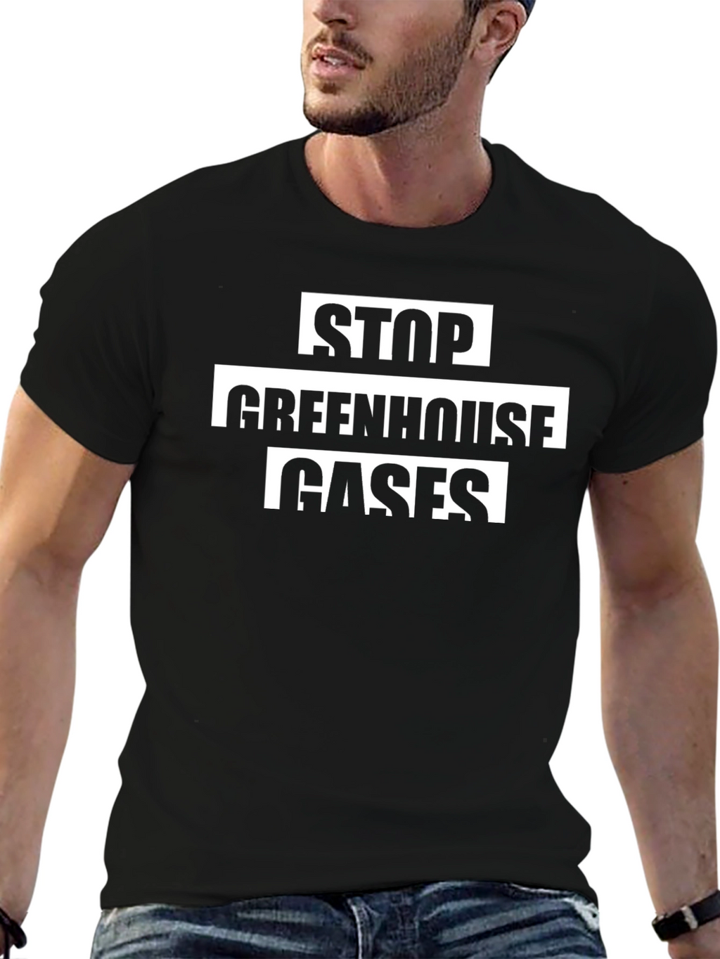 Stop Greenhouse Gases Black T-Shirt