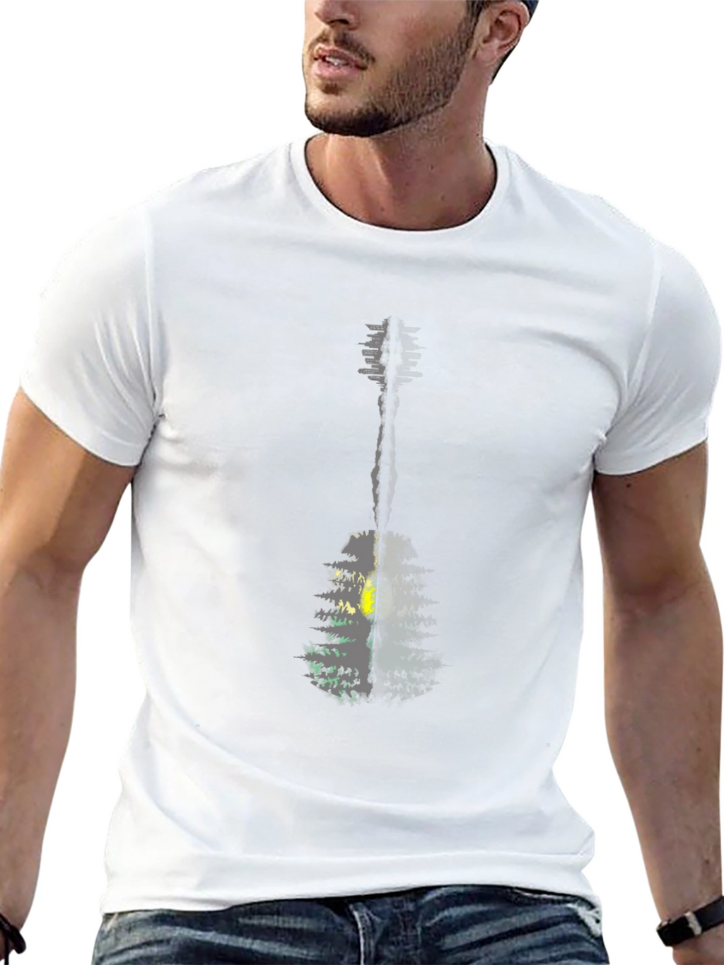 Guitar Nature T-Shirt - Mens Black Graphic Tee