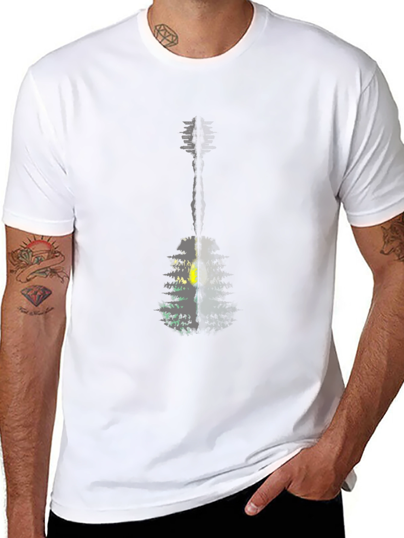 Guitar Nature T-Shirt - Mens Black Graphic Tee