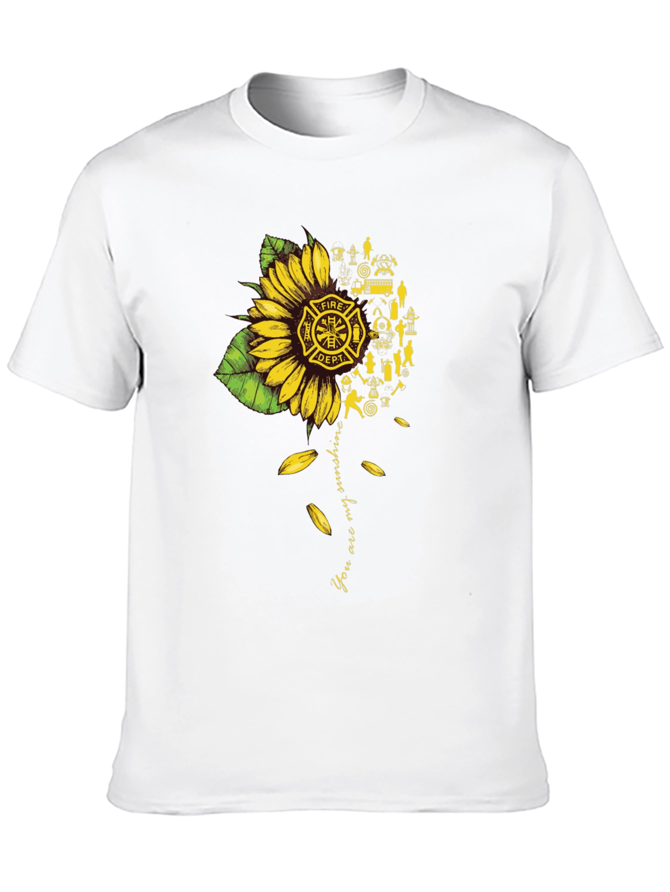 Firefighter Sunflower Graphic Tee - You are my Sunshine