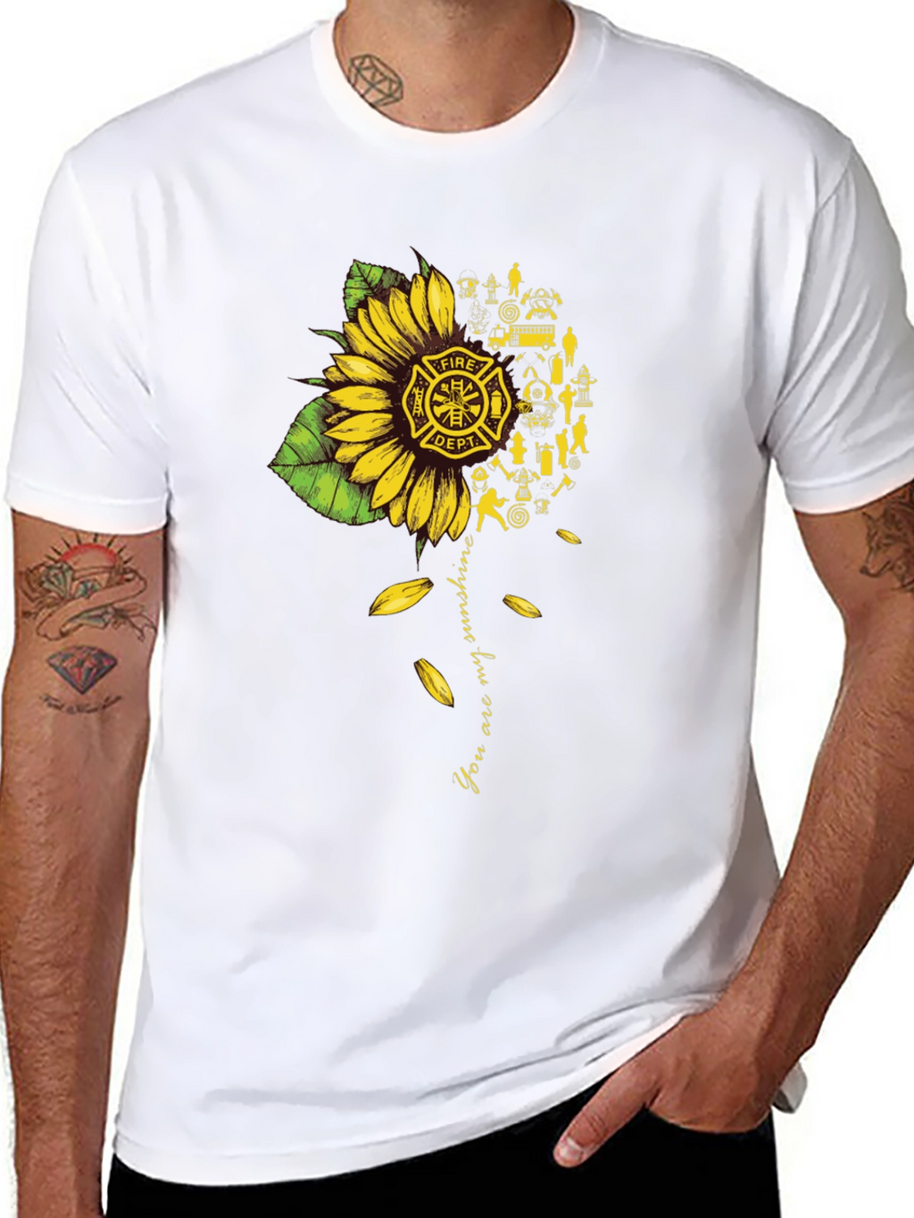 Firefighter Sunflower Graphic Tee - You are my Sunshine