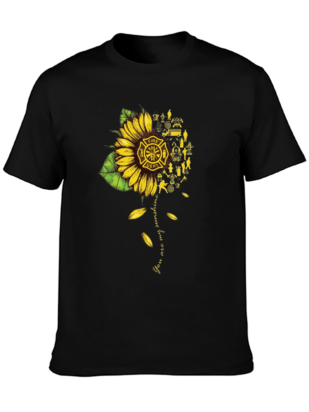 Firefighter Sunflower Graphic Tee - You are my Sunshine