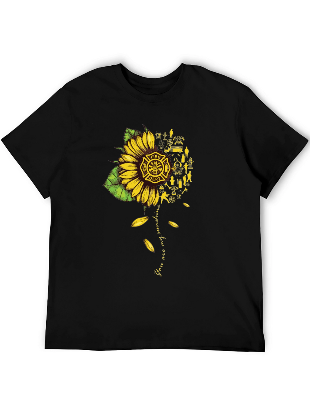 Firefighter Sunflower Graphic Tee - You are my Sunshine