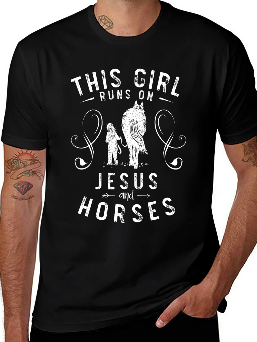 This Girl Runs on Jesus and Horses T-Shirt