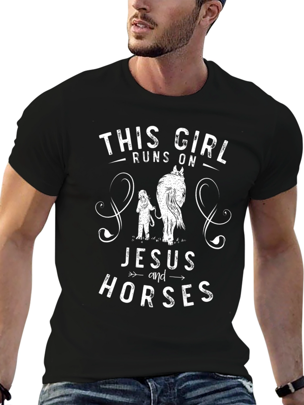 This Girl Runs on Jesus and Horses T-Shirt